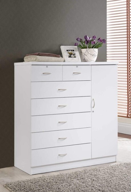 Comoda Ropero Blanca Grande Con 7 Cajones Y Puerta Cajonera Para