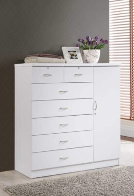 家具 Comoda y ropero Comoda Ropero Blanca Grande Con 7 Cajones Y Puerta Cajonera Para