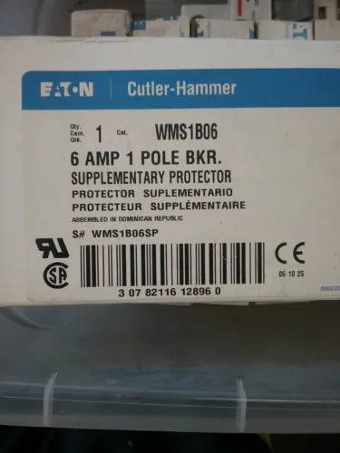 Eaton WMS1B06 6A, 1 Pole Breaker