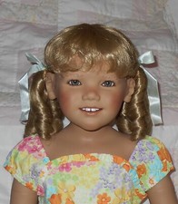 WEE 3 CAROL Doll Wig SIZE 14-15.5 BLONDE Sausage Curl Ponytails NO Part NWT