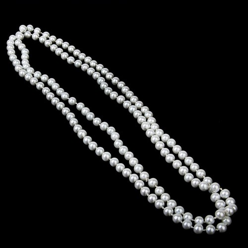 Fashion Bead Style Long Sweater Chain Necklace (White) Sweater necklace - Picture 2 of 9