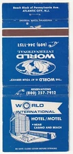 MATCHBOOK COVER - WORLD INTERNATIONAL HOTEL MOTEL - ATLANTIC CITY NEW JERSEY