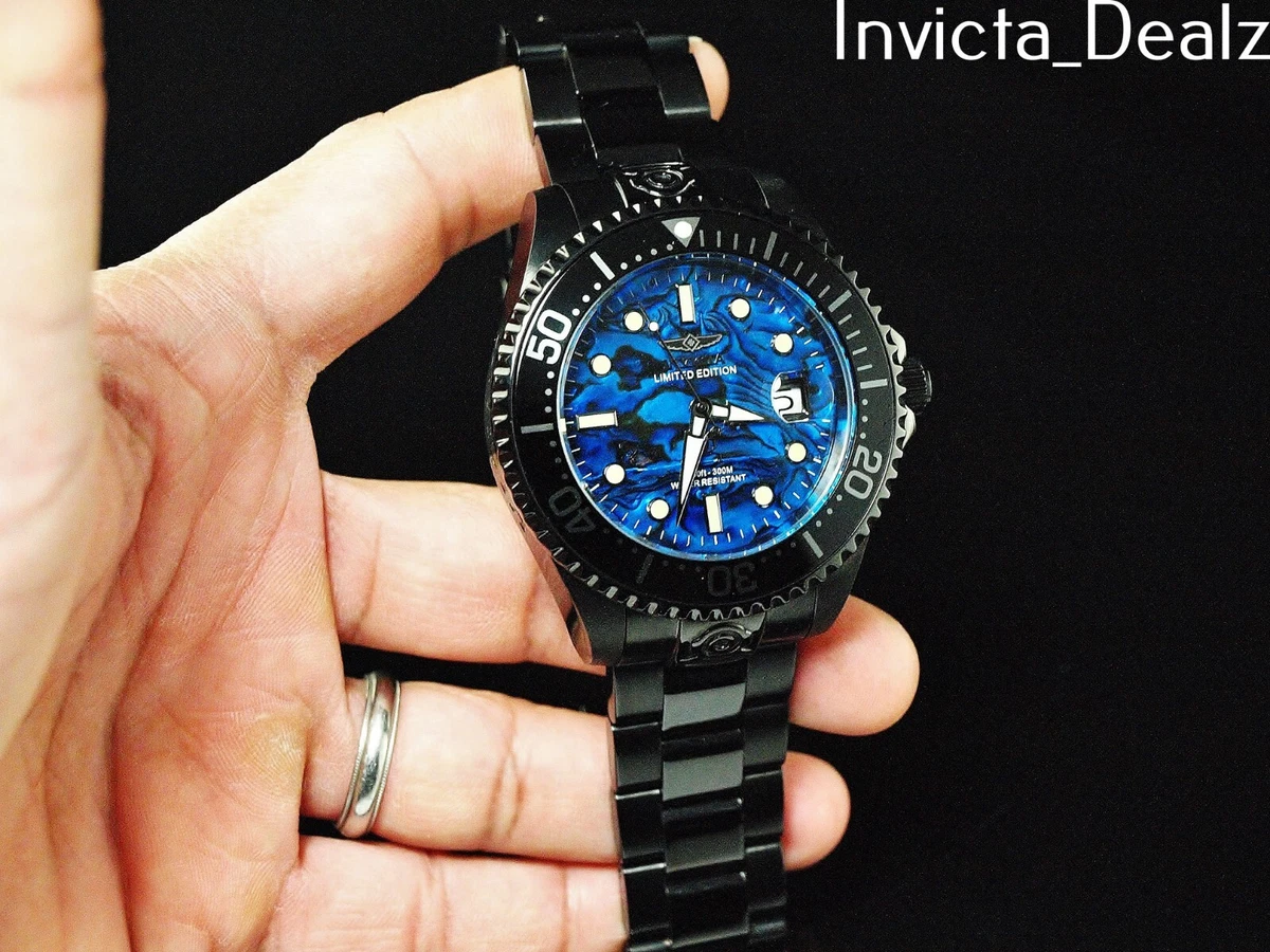 RARE Invicta 47mm Combat Grand Diver Automatic Blue Abalone Dial Black SS Watch