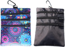 Golf Valuables Pouch, Zipper Golf Ball Bag with 4 Pockets, Golf Accessories Pouc