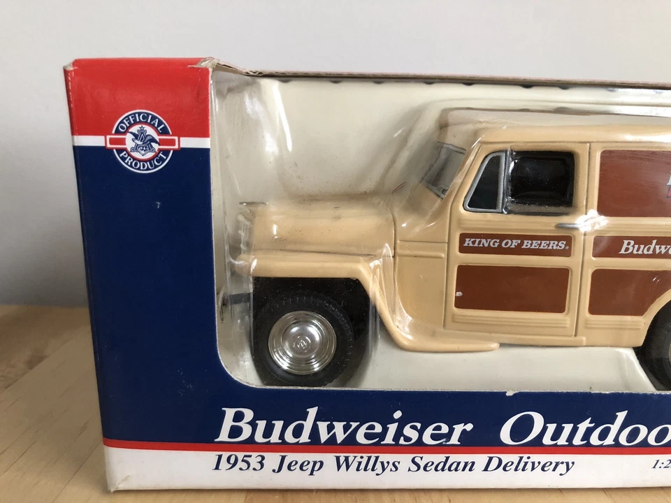 LIBERTY CLASSICS 1953 WILLYS JEEP BUDWEISER CAMIÓN DE REPARTO DE CERVEZA BANCO Die Cast Foto 2 de 4