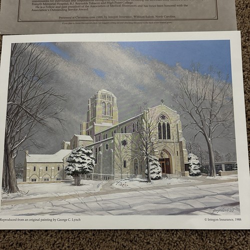 Vtg 1988 St. Paul’s Episcopal Church Winston Salem North Carolina Painting Print - Picture 2 of 8