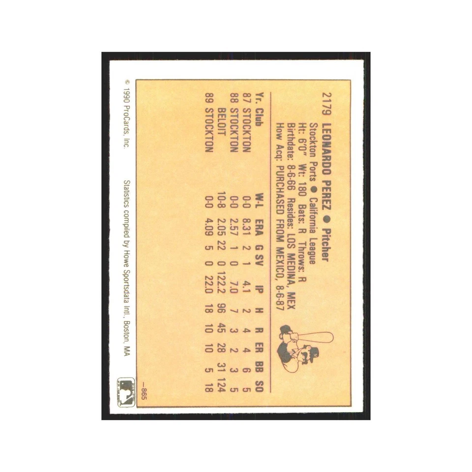 1990 ProCards Leo Perez Stockton Ports #2179 - Image 2 of 3