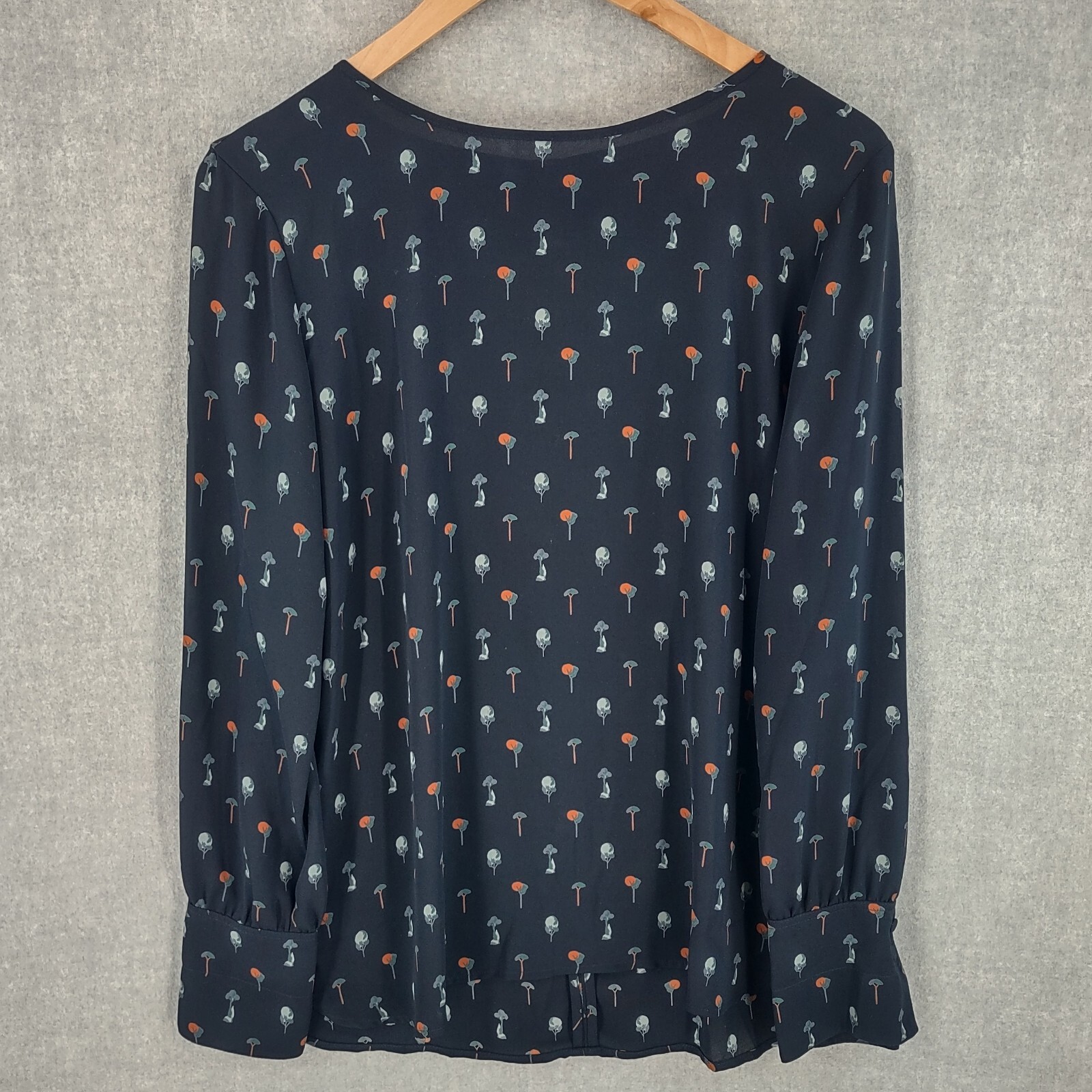 Ann Taylor Top Womens Small Blue Lightweight Rayon Long Sleeve Scoop Pullover