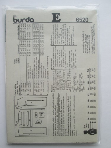 NUOVO abito vintage BURDA modello cucito tubino dritto scollo a V modesto ginocchio anni 80 6520 - Foto 2 di 2