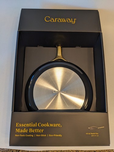 Caraway Black non-stick oven safe Sauté Pan & Lid 4.5 qt 12in NEW in BOX - Picture 2 of 11