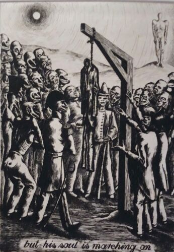 BARON RUDOLPH CHARLES VON RIPPER 1905-1960 HIS SOUL MARCHING ON SURREAL  ETCHING - Picture 1 of 12