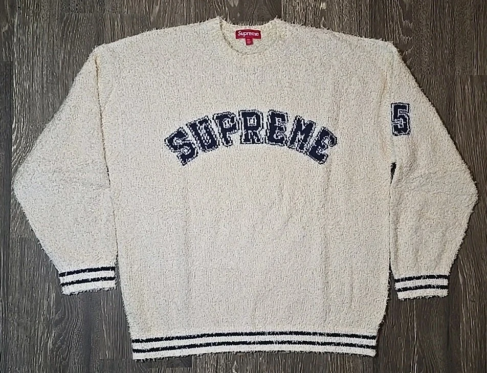 Suéter para hombre talla 2XL Supreme crema arco texturizado Foto 2 de 4