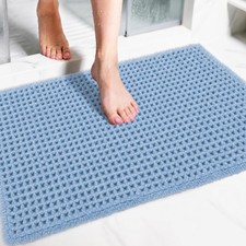 Waffle Bath Rug 20x32 Light Blue Boho Non Slip Absorbent Quick Dry Washable Soft