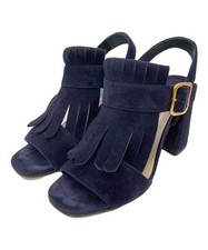 PRADA Suede fringe high heel pumps EU35 US5.5 Navy