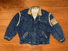 VTG 80s GUESS Georges Marciano Denim Leather Bomber Jacket Mens Size XL USA Made
