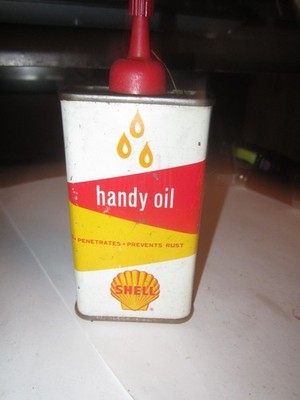 Vintage Shell Handy Oil Metal Tin 4oz New York NY Oil Lubrication 50's-60's