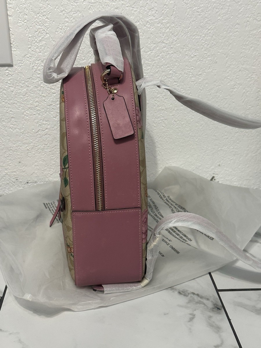 Coach Powder Pink Floral Backpack Coach Poppy F19284 Nylon Floral Graffiti Pink, Black & Cream  main image 2