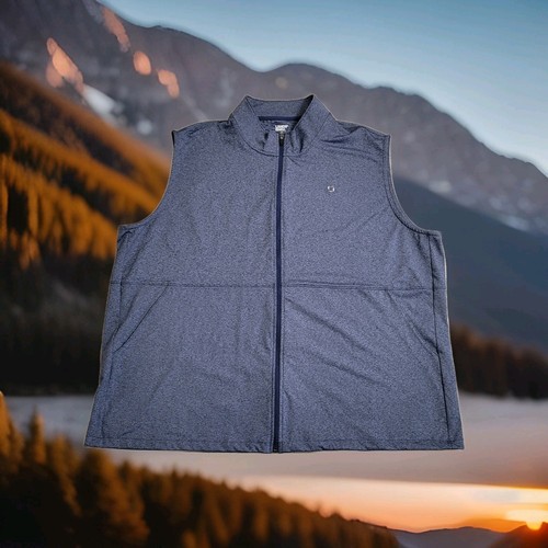 🌲Lands End Vest Mens 3XL Blue Performance Fleece Full Zip Stretch Golf Gorpcore