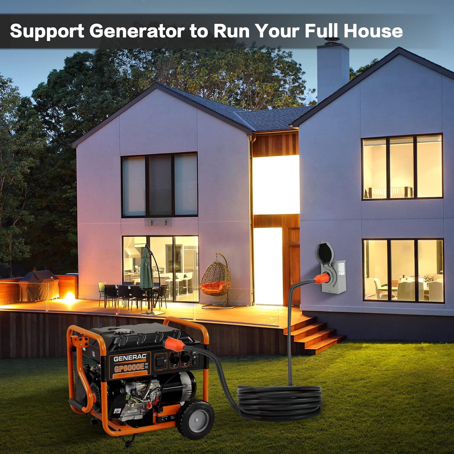 Finderomend 30 Ft 50 Amp Generator Cord and Power Inlet Box Combo Kit,125/250 Vo