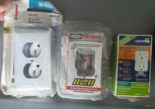 Leviton GFCI Outlet 15A 125V + Taymac Weatherproof Cover + Legrand Outlet Kit