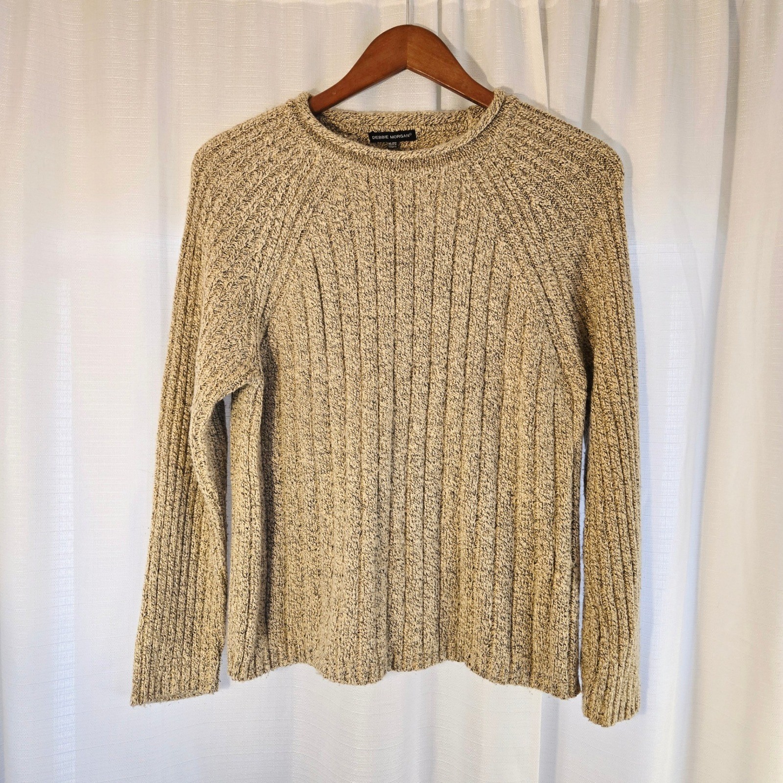 Debbie Morgan Womens XL Knit Sweater Pullover Long Sleeve Beige Marled