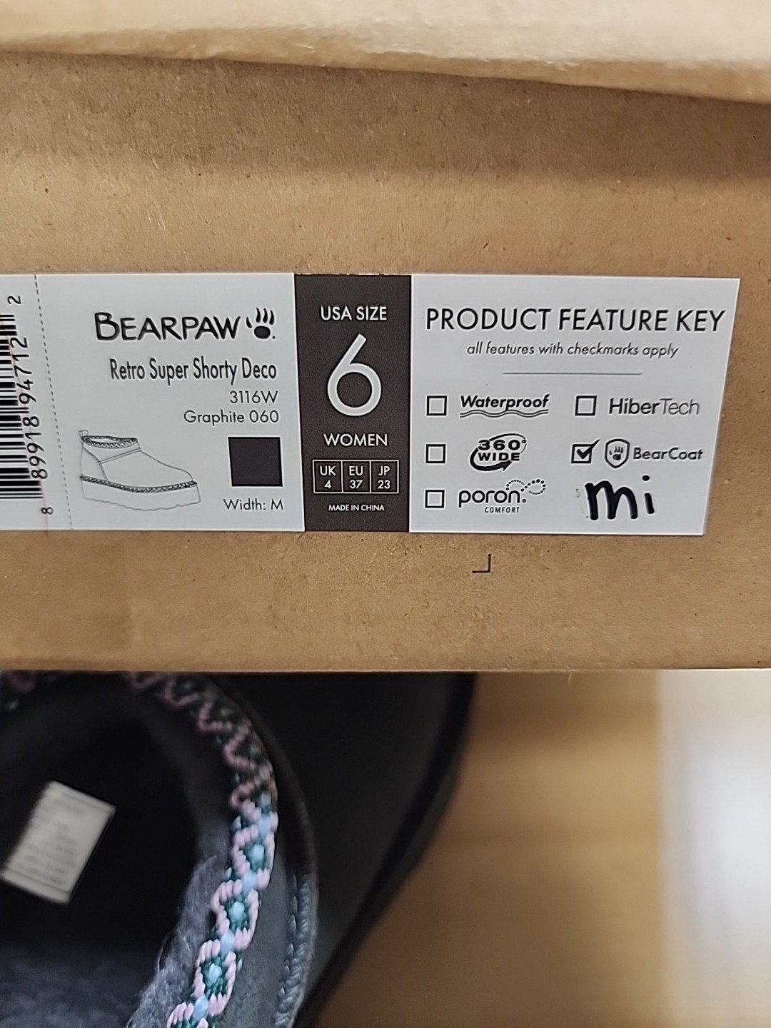 Bearpaw Retro Super Shorty Deco Women's Winter Boots - 3116w Graphite - 6 Medium