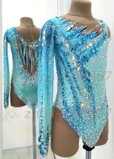 Girls' Rhythmic Gymnastics Leotards Artistic Gymnastics Jeweled dyeing blue