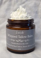 Whipped Grass-fed Beef Tallow Lavender Moisturizer 4oz Natural Face Body Cream