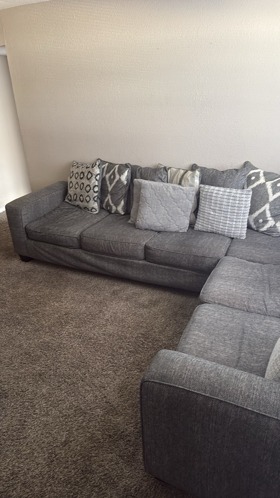 Gray Cotton Sectional Sofa Track Arms w/ Cushions, Wood Frame Modern Solid alternate view 6