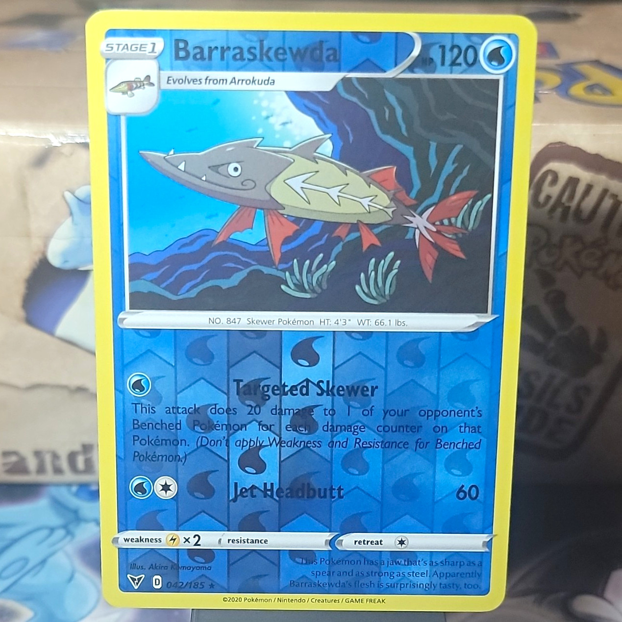 Barraskewda 042/185 Pokemon Swsh04 Vivid Voltage Reverse Holo Rare EN 120 HP NM