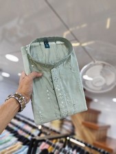 Designer Heavy Roman Silk Men's Kurta Pajama Set Indian Groom Wedding Sherwani