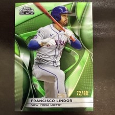2025 Topps Chrome Black Francisco Lindor Green Parallel /99 SP Mets