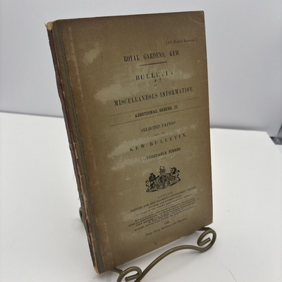#ad 1898 Royal Botanic Gardens Kew Bulletin Vegetable Additional Series HTF Antique $24.93