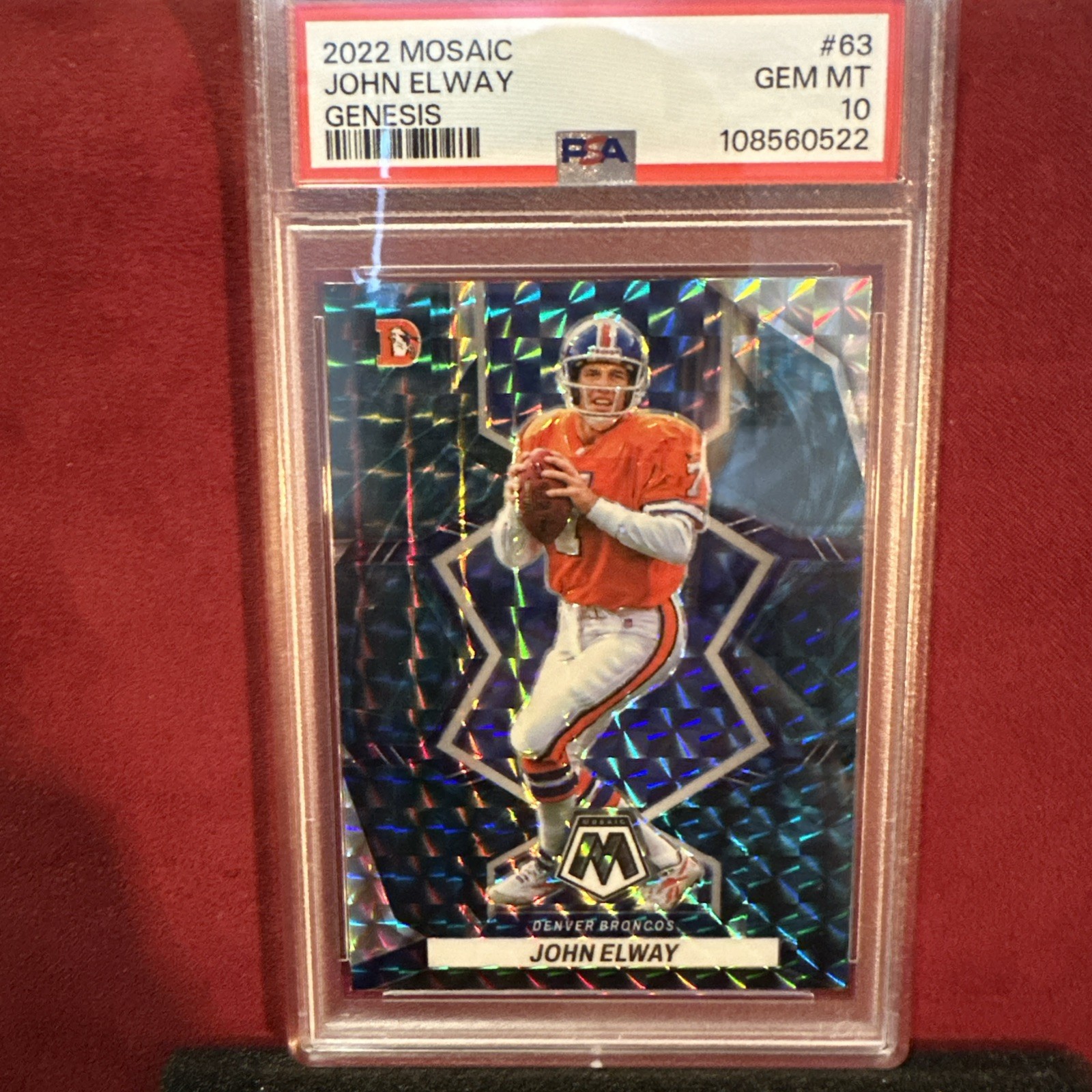 John Elway 2022 Panini Mosaic Genesis Prizm #63 PSA 10