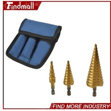 Findmall 3 Pcs 4-12/20/32mm Large HSS Steel Step Cone Drill Bit Set Hole Cutter