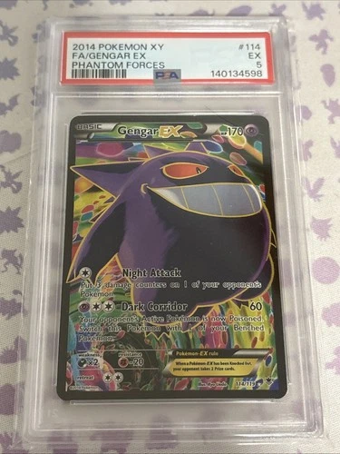 2014 POKEMON XY PHANTOM FORCES #114 FULL ART/GENGAR EX PSA 5