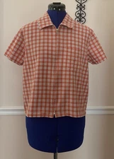 Vintage Montana Blues Jean Company 100 % Cotton Plaid Short Sleeve Top Size L