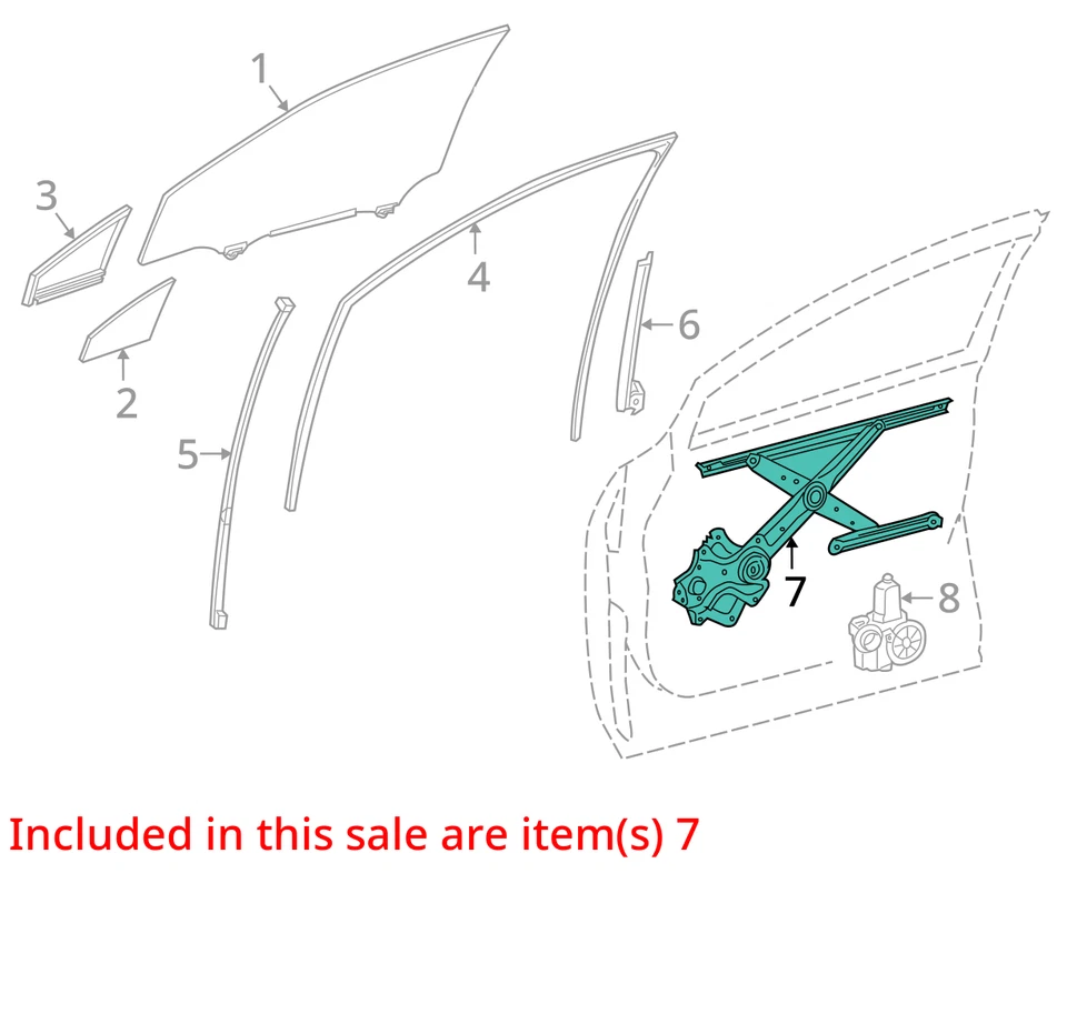 前门调节器 丰田 CAMRY RH 乘客 12 13 14 15 16 17 18 19 — 第 3/4 张图片