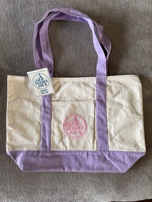 Trader Joe's Limited Edition Large Lavender Canvas Tote Reusable Shopping Bag