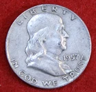 1957-D Franklin Half Dollar 90% Silver Coin Circulated FH680
