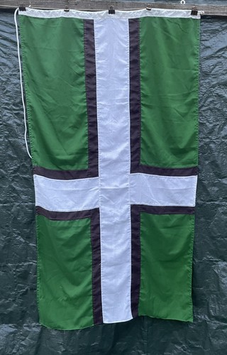 Two Devon County Flags St Petrocs 5ft 6in & 1ft 7in Sewn Cotton Rope & Toggle
