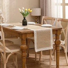 Natural Jute Braided Table Runner 13''x 120'' Long Farmhouse Table Runner
