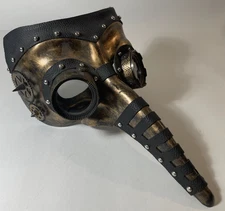 Plague Doctor Mask Bird Mouth Long Nose Beak Steampunk for Halloween Black/Gold