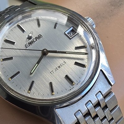 Vintage ENICAR Ocean Pearl men's manual wind watch 2161-25-06