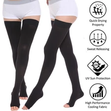 Thigh High Compression Socks Pressure Open Toe Varicose Stocking For Men Women
