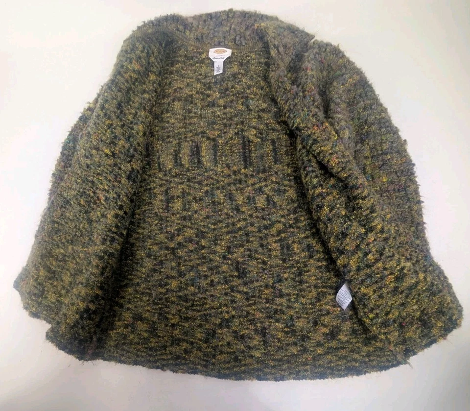 Cárdigan Suéter Talbots Nubby Grande Oliva Multi Largo Botón Frontal Italia Foto 4 de 4