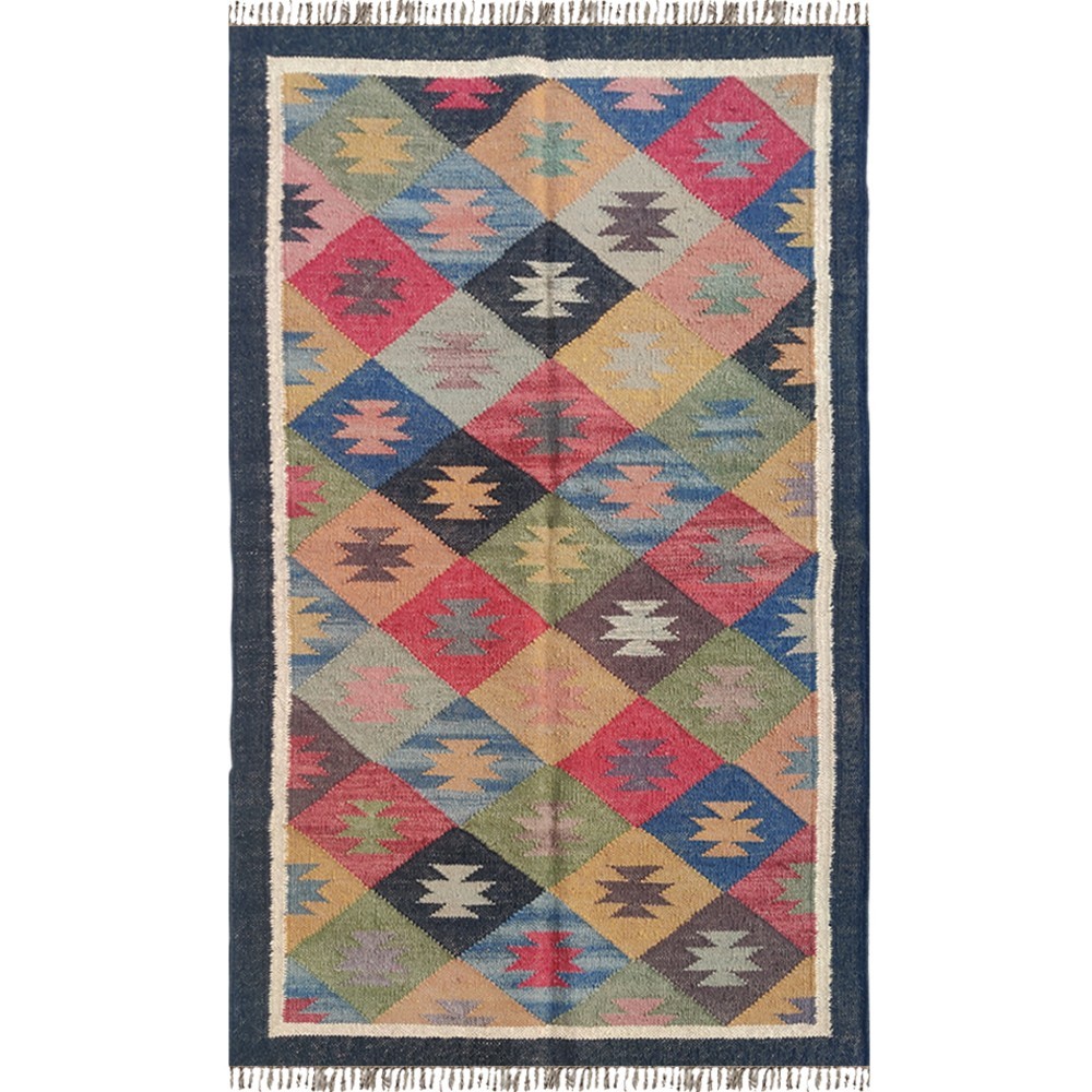 Timeless Handmade Wool Jute Rug 3x5 ft Flatwoven for Bedroom Living Room