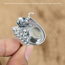 Natural Moonstone Flower Promise Anniversary Ring Jewelry 925 Sterling Silver