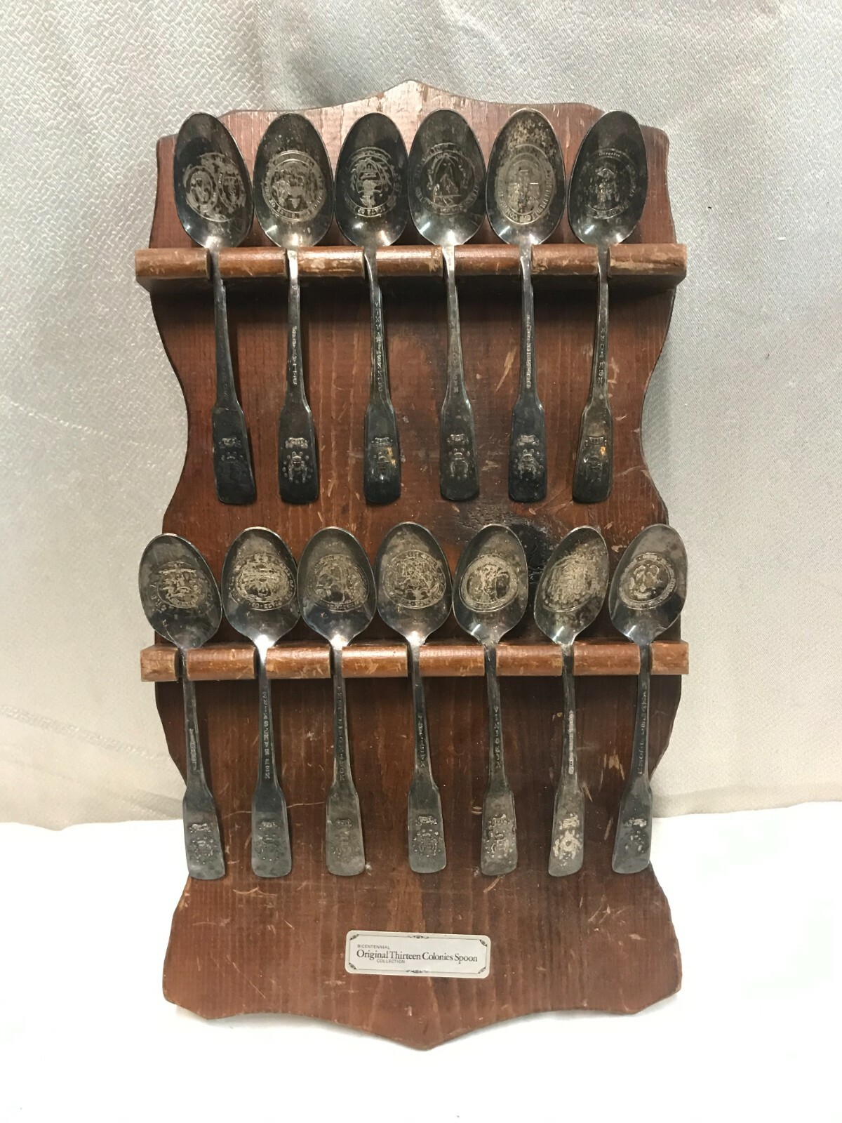 Bicentennial Thirteen Colonies Spoon Collection with Wood Rack eBay