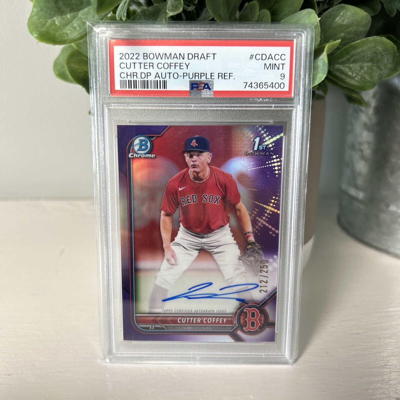 2022 Bowman Draft Chrome Cutter Coffey 1st Bowman Auto Purple #/250 Red Sox